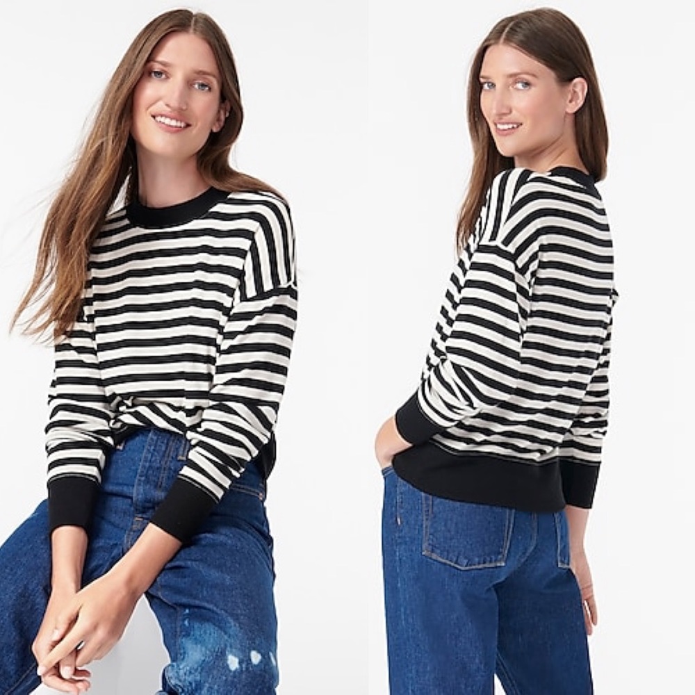 J. Crew Supercozy Mockneck Pullover in Stripe Sz M